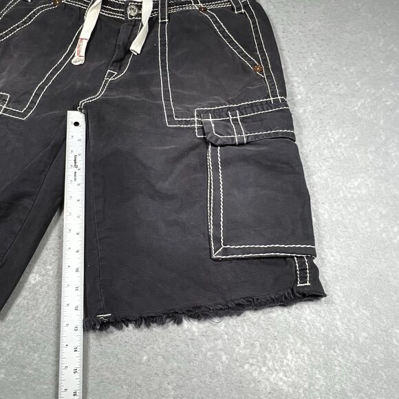 Vintage True Religion Cargo Shorts Men’s 36 Gray Baggy Contrast Stitch 13” Y2K - Picture 10 of 16